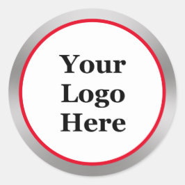 Uw Logo hier helderrood wit zilver Sjabloon Ronde Sticker