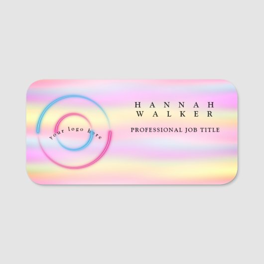 Uw logo hier, holografische kleur naamplaatje (Voorkant)