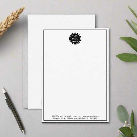 Uw Logo hier l Clean Black Border Branded Notitiekaartje