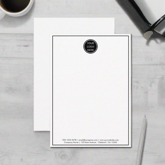 Uw Logo hier l Clean Black Border Branded Notitiekaartje