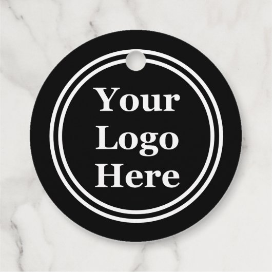 Uw Logo Hier met zwarte en witte cirkels Bedankjes Labels (Achterkant)