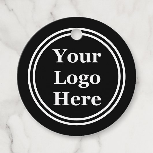 Uw Logo Hier met zwarte en witte cirkels Bedankjes Labels (Voorkant)