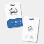 Uw Logo hier minimale blauwe en witte identiteit Badge (Voor- en achterkant)