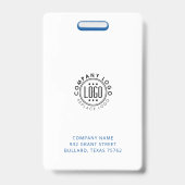 Uw Logo hier minimale blauwe en witte identiteit Badge (Achterkant)