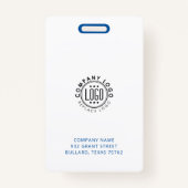 Uw Logo hier minimale blauwe en witte identiteit Badge (Achterkant)