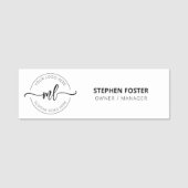 Uw Logo Hier Minimale Monogram Initialen Wit Naamplaatje (Voorkant)