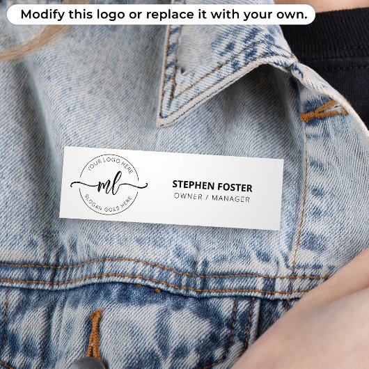 Uw Logo Hier Minimale Monogram Initialen Wit Naamplaatje