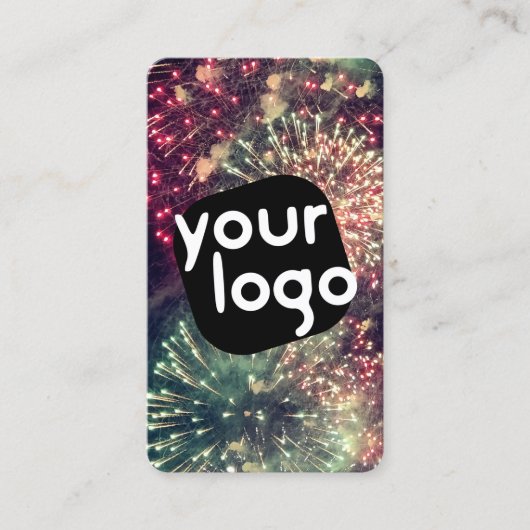 Uw Logo Hier Modern Custom QR Code Fireworks Visitekaartje (Voorkant)