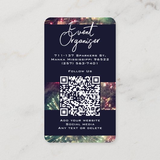 Uw Logo Hier Modern Custom QR Code Fireworks Visitekaartje (Achterkant)