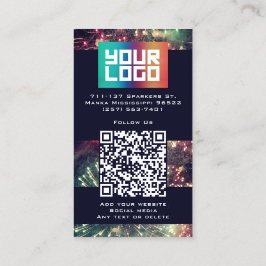    Uw logo hier Moderne aangepaste QR-code Vuurwer Visitekaartje (Achterkant)