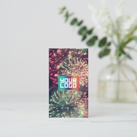    Uw logo hier Moderne aangepaste QR-code Vuurwer Visitekaartje (Staand voorkant)