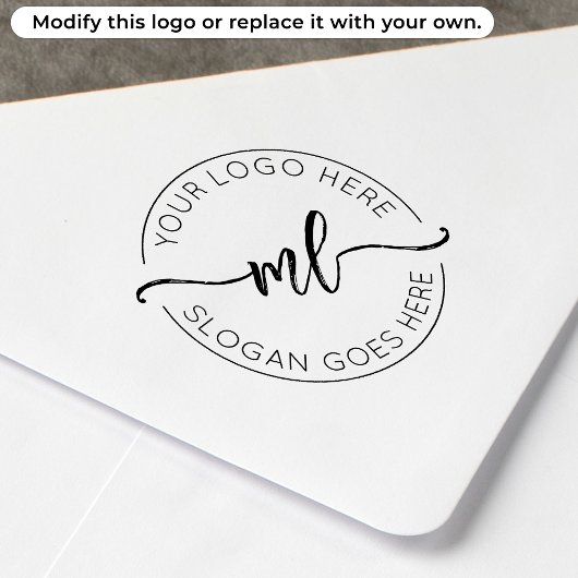 Uw Logo Hier Monogram Eerste Bedrijfsronde Zelfinktende Stempel