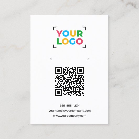 Uw Logo Hier Oorbellen QR Code Wit Display Kaart Visitekaartje (Achterkant)