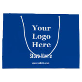 Uw Logo hier op blauw en wit Groot Cadeauzakje (Achterkant)
