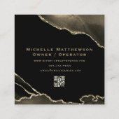 Uw Logo hier QR-code elegant zwart-wit agaat Vierkante Visitekaartje (Achterkant)