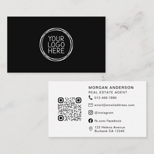 Uw Logo hier QR-codepictogrammen Professional Visitekaartje (Voorkant / Achterkant)