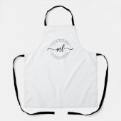 Uw Logo Hier Script Monogram Zwart en Wit Schort (Voorkant)
