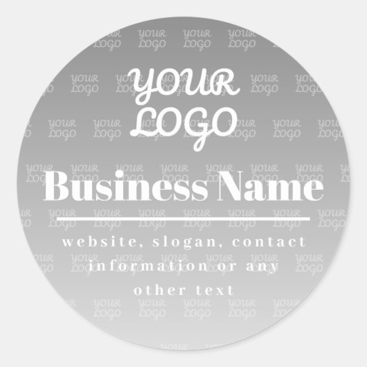 Uw Logo hier tegelpatroon grijs & wit Ronde Sticker (Voorkant)