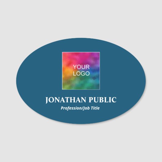 Uw Logo hier voeg naambedrijf Ocean Blue toe Naamplaatje (Voorkant)