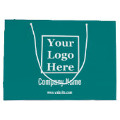 Uw Logo hier voor Custom Blauwgroen Groot Cadeauzakje (Achterkant)