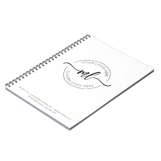 Uw Logo Hier Zakelijk Monogram Initialen Wit Notitieboek (Linkerzijde)