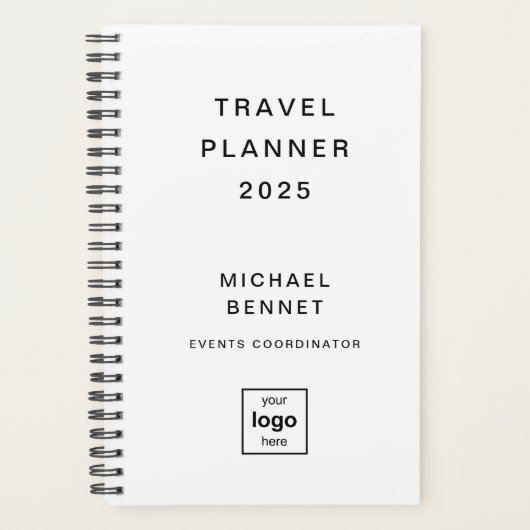 Uw Logo hier zwart-wit reizen Planner (Voorkant)