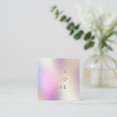 Uw Logo holografische Iridescent Moderne Feminine Vierkante Visitekaartje (Staand voorkant)