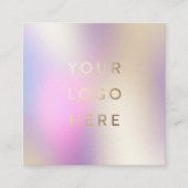 Uw Logo holografische Iridescent Moderne Feminine Vierkante Visitekaartje (Voorkant)