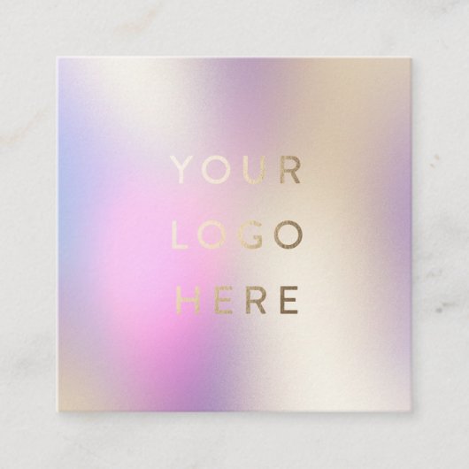 Uw Logo holografische Iridescent Moderne Feminine Vierkante Visitekaartje (Voorkant)