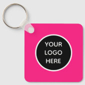 Uw Logo Hot Pink Company Elegant Business Sleutelhanger (Voorkant)