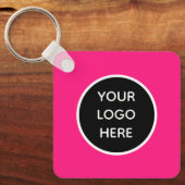 Uw Logo Hot Pink Company Elegant Business Sleutelhanger (Voorkant)