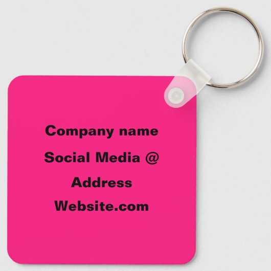 Uw Logo Hot Pink Company Elegant Business Sleutelhanger (Achterkant)