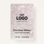 uw logo ID-kaart FAUX champagne glitter Badge (Voorkant)