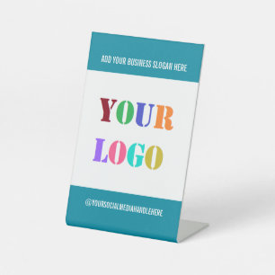 Uw Logo Info Social Media Perestal Sign Sjabloon Reclamebord Met Voetstuk