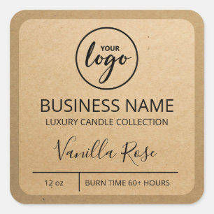 Uw Logo Kraft Paper Soy Candle Labels