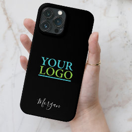 Uw Logo/Kunst/Foto, DIY Naam Witte Script, Zwart Case-Mate iPhone Case