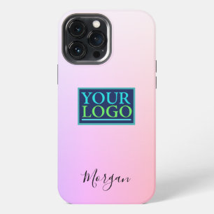 Uw Logo/Kunst/Foto, Naam, Gradiënt Lavendel/Roze iPhone 13 Pro Max Hoesje
