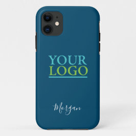 Uw Logo/Kunst/Foto, naam in wit schrift, Oceaanbla Case-Mate iPhone Case