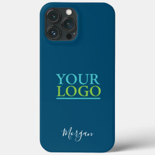 Uw Logo/Kunst/Foto, naam in wit schrift, oceaanbla Case-Mate iPhone Case