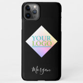 Uw Logo/kunst/foto, naam, kleurrijke diamant, zwar iPhone Hoesje (Achterkant)