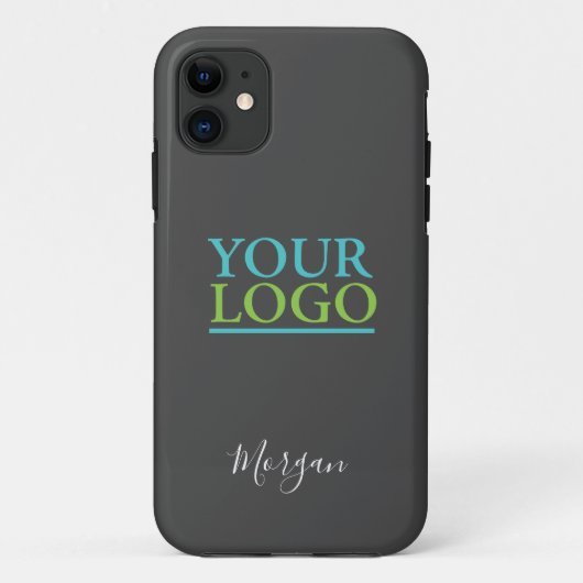 Uw Logo/Kunst/Foto, naam wit script, donkergrijs Case-Mate iPhone Case (Achterkant)