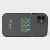 Uw Logo/Kunst/Foto, naam wit script, donkergrijs Case-Mate iPhone Case (Achterkant (horizontaal))