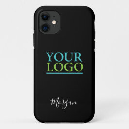 Uw Logo/Kunst/Foto, Naam Witte Schrift, Zwart Case-Mate iPhone Case
