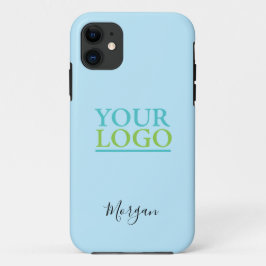 Uw Logo/Kunst/Foto, Naam Zwart Schrift, Lichtblauw Case-Mate iPhone Case