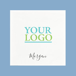 Uw Logo/Kunst/Foto, Naam Zwart Schrift, Wit Servet