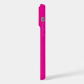Uw logo/kunst/foto, wit monogram, hete roze iPhone hoesje (Linkerkant)
