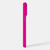 Uw logo/kunst/foto, wit monogram, hete roze iPhone hoesje (Rechterkant)