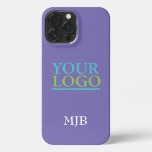 Uw Logo/kunst/foto, witte monogram, periwinkle iPhone 13 Pro Max Hoesje