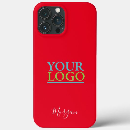 Uw Logo/Kunst/Foto, Witte Script Naam, Rood Case-Mate iPhone Case (Achterkant)