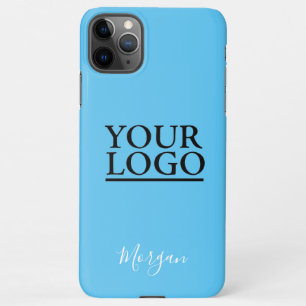 Uw Logo/kunst/foto, witte scriptnaam, Sky Blue iPhone 11Pro Max Hoesje
